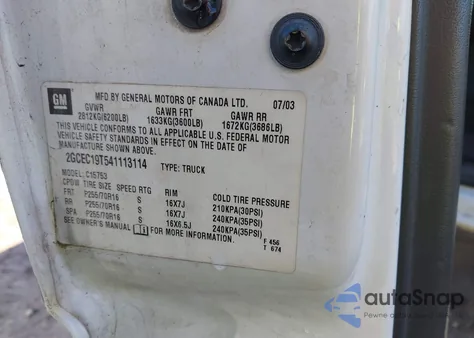 2004 Chevrolet Silverado 1500 Ls from USA, damaged, VIN 2GCEC19T541113114